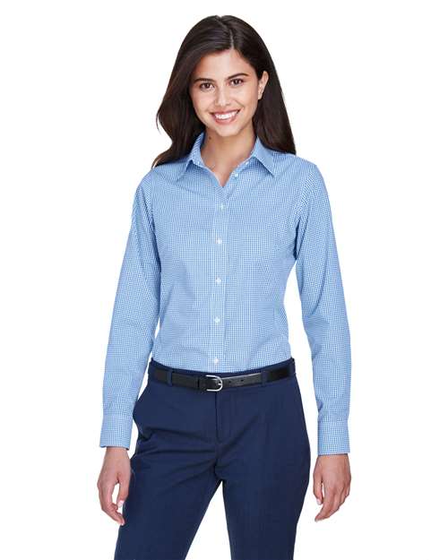 Women's Crown Collection® Gingham Check Woven Dress Shirt - - 13243 French Blue 3-3.9 oz 605B2 AB Exclusive Brands Back to School 2025 CA CA New ab Cotton D640W Devon & Jones Dress Shirts Explore Corporate Explore Corporate Gifting & Incentives Explore Corporate Gifting - Mid-Range Long Sleeves New AB Polyester S&S Deep Deals S&S Exclusive Brands Stain Resistant Tops Womens Wovens Wovens & Dress Shirts Wrinkle Free
