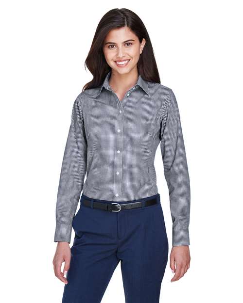 Women's Crown Collection® Gingham Check Woven Dress Shirt - - 13243 Navy 3-3.9 oz 605B2 AB Exclusive Brands Back to School 2025 CA CA New ab Cotton D640W Devon & Jones Dress Shirts Explore Corporate Explore Corporate Gifting & Incentives Explore Corporate Gifting - Mid-Range Long Sleeves New AB Polyester S&S Deep Deals S&S Exclusive Brands Stain Resistant Tops Womens Wovens Wovens & Dress Shirts Wrinkle Free