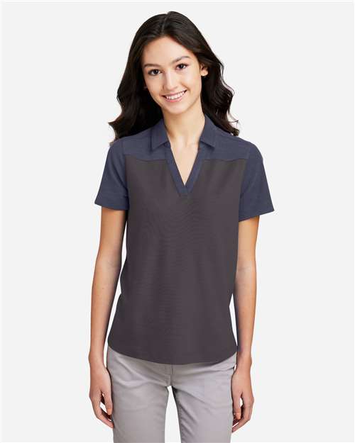 CORE365 CE112CW, Women's Fusion Chromasoft Colorblock Polo, Carbon/ Classic Navy Heather