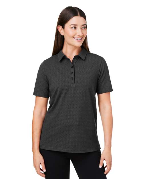 Women's Crownlux Performance® Geo Polo - - 13247 Black Graphite 6-6.9 oz 621B2 AB Exclusive Brands CA New ab Cotton Devon & Jones DG101W Moisture-Management New AB Performance Polos Polos & Knits S&S Exclusive Brands Short Sleeves Spandex Sport Shirts Tops Womens