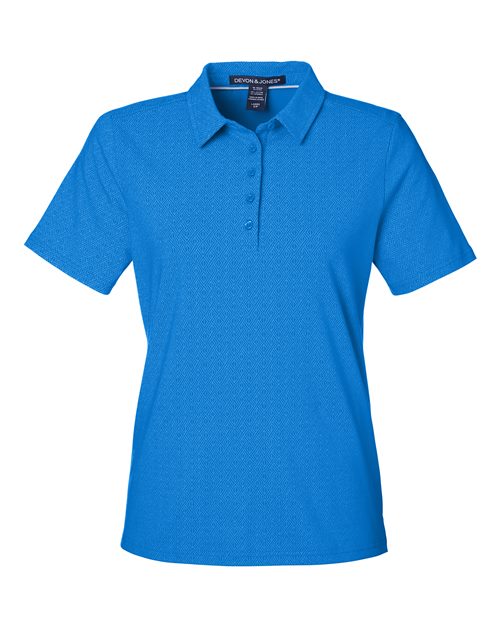 Devon & Jones DG101W, Women's Crownlux Performance Geo Polo, French Blue/ Crystal Blue