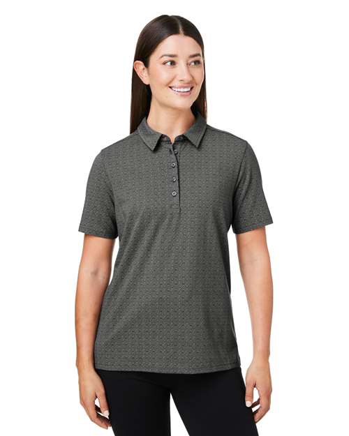 Women's Crownlux Performance® Geo Polo - - 13247 Graphite Silver 6-6.9 oz 621B2 AB Exclusive Brands CA New ab Cotton Devon & Jones DG101W Moisture-Management New AB Performance Polos Polos & Knits S&S Exclusive Brands Short Sleeves Spandex Sport Shirts Tops Womens