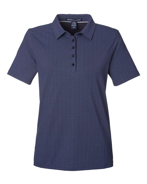 Devon & Jones DG101W, Women's Crownlux Performance Geo Polo, Navy/ French Blue