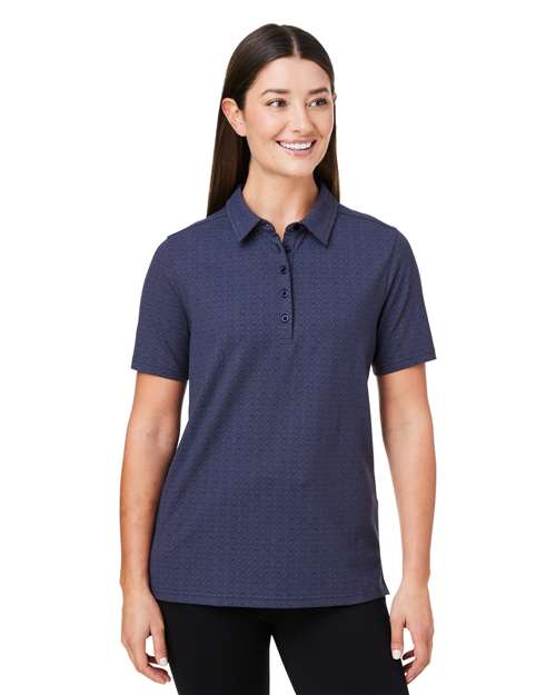 Women's Crownlux Performance® Geo Polo - - 13247 Navy French Blue 6-6.9 oz 621B2 AB Exclusive Brands CA New ab Cotton Devon & Jones DG101W Moisture-Management New AB Performance Polos Polos & Knits S&S Exclusive Brands Short Sleeves Spandex Sport Shirts Tops Womens