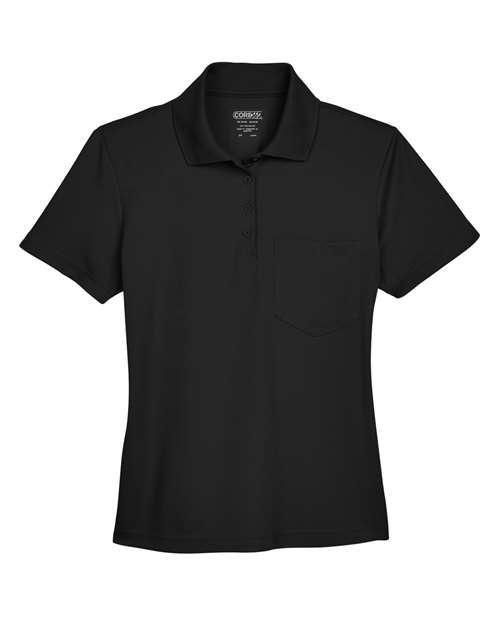 CORE365 78181P, Women's Origin Performance Piqué Polo With Pocket, Black