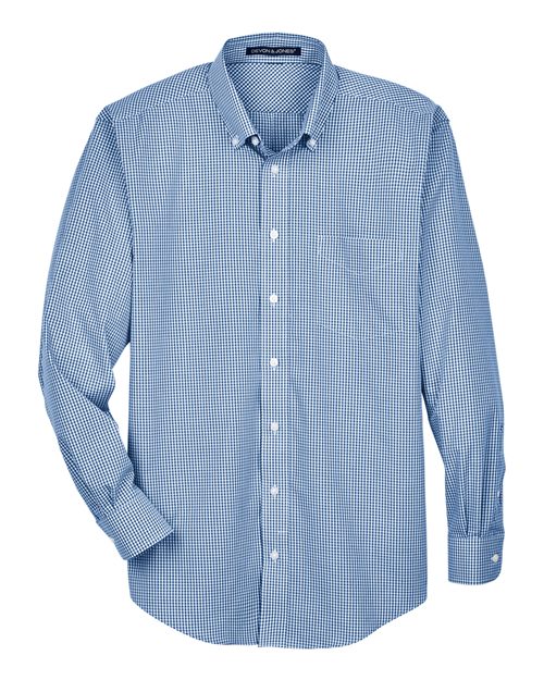 Devon & Jones D640, Men's Crown Collection Gingham Check Woven Dress Shirt, French Blue