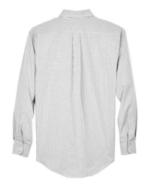 Devon & Jones D640, Men's Crown Collection Gingham Check Woven Dress Shirt, Silver