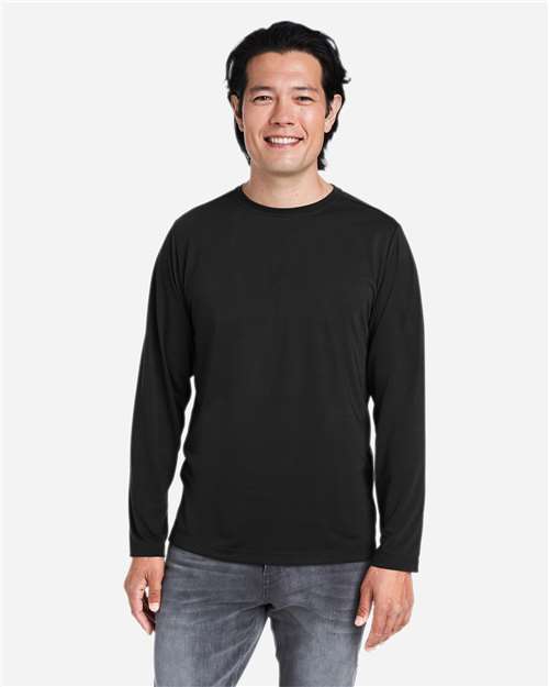 CORE365 CE111L, Unisex Fusion Chromasoft Performance Long Sleeve T-shirt, Black