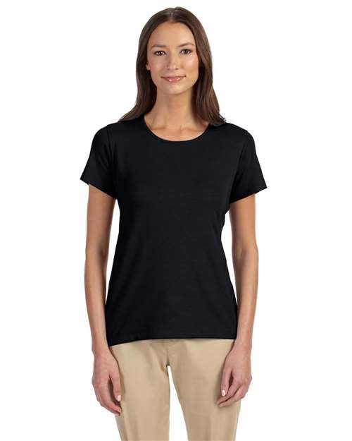 Women's Perfect Fit™ Shell T-Shirt - - 13255 Black 5-5.9 oz 721B2 AB Exclusive Brands CA New ab Cotton Crewneck Devon & Jones DP182W New AB S&S Deep Deals S&S Exclusive Brands Short Sleeves Spandex T-Shirts T-Shirts - Premium Tops Womens