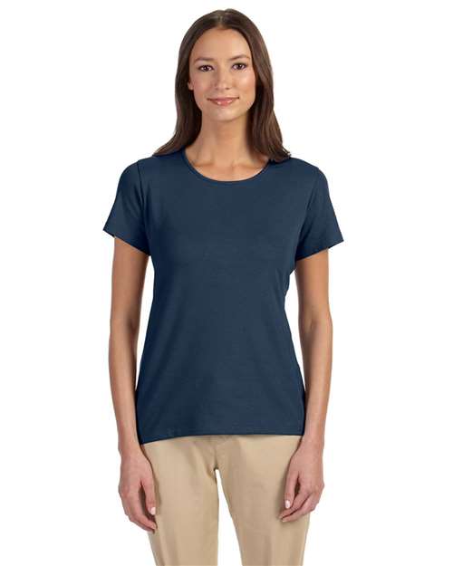 Women's Perfect Fit™ Shell T-Shirt - - 13255 Navy 5-5.9 oz 721B2 AB Exclusive Brands CA New ab Cotton Crewneck Devon & Jones DP182W New AB S&S Deep Deals S&S Exclusive Brands Short Sleeves Spandex T-Shirts T-Shirts - Premium Tops Womens
