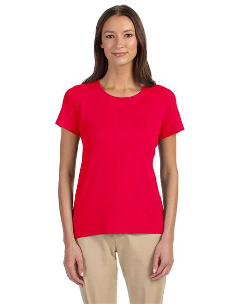 Women's Perfect Fit™ Shell T-Shirt - - 13255 Red 5-5.9 oz 721B2 AB Exclusive Brands CA New ab Cotton Crewneck Devon & Jones DP182W New AB S&S Deep Deals S&S Exclusive Brands Short Sleeves Spandex T-Shirts T-Shirts - Premium Tops Womens