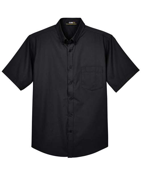 CORE365 88194, Men's Optimum Short Sleeve Twill Dress Shirt, Black