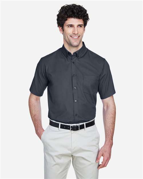 CORE365 88194, Men's Optimum Short Sleeve Twill Dress Shirt, Carbon