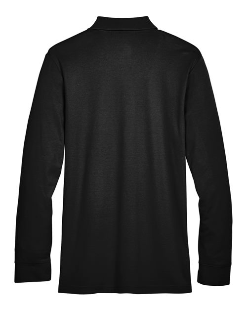 Devon & Jones DG20L, Men's Crownlux Performance Plaited Long Sleeve Polo, Black