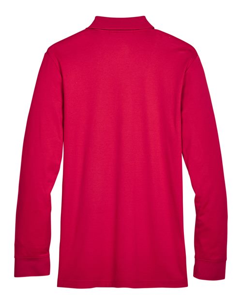 Devon & Jones DG20L, Men's Crownlux Performance Plaited Long Sleeve Polo, Red