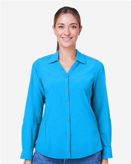 CORE365 CE510LW, Women's Ultra Uvp Marina Shirt, Electric Blue