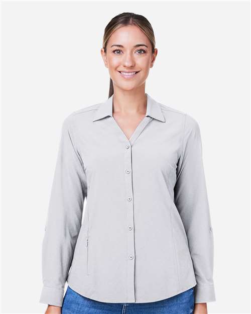 CORE365 CE510LW, Women's Ultra Uvp Marina Shirt, Platinum