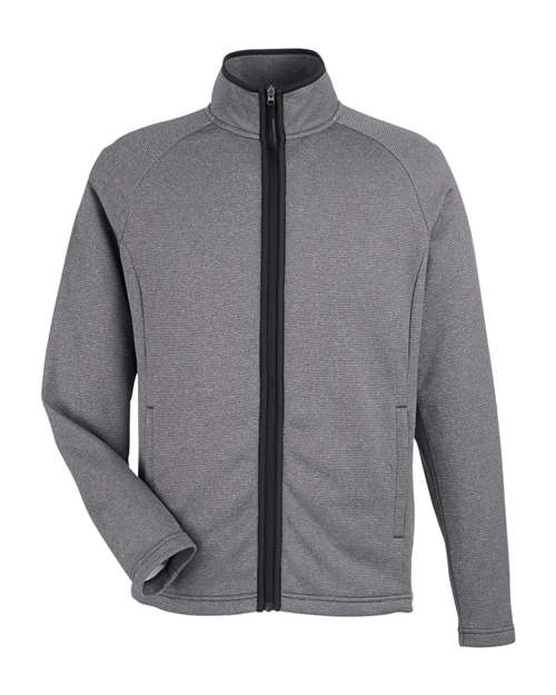 CORE365 CE72, Men's Venture Heathered Stripe Full-zip Jacket, Black/ White