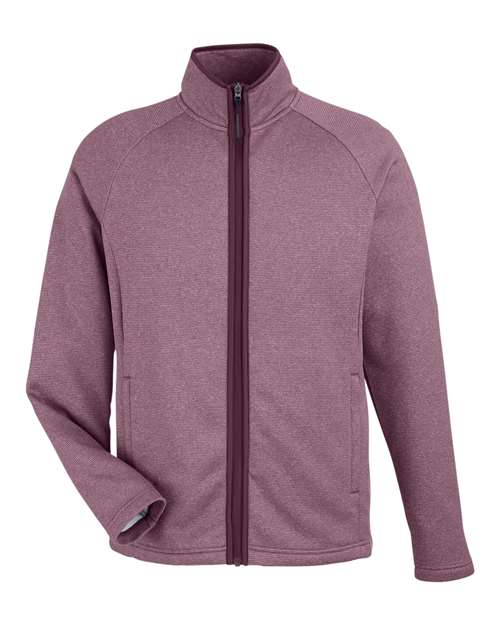 CORE365 CE72, Men's Venture Heathered Stripe Full-zip Jacket, Burgundy/ White