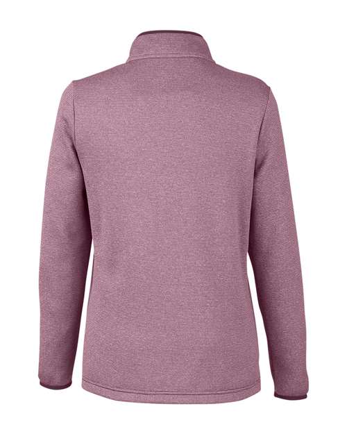 CORE365 CE73W, Women's Venture Heathered Stripe Quarter-zip Pullover, Burgundy/ White