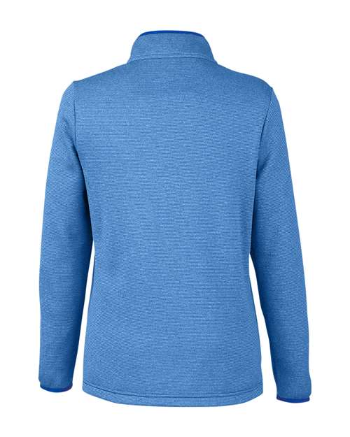 CORE365 CE73W, Women's Venture Heathered Stripe Quarter-zip Pullover, True Royal/ White