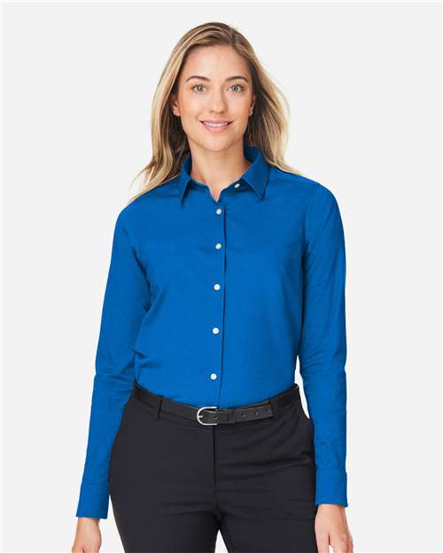 Devon & Jones DG505W, Women's Crownlux Performance Spencer Poplin Dress Shirt, French Blue Melange