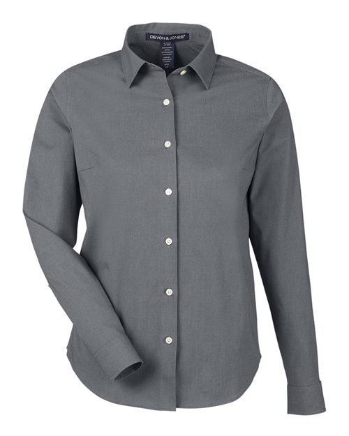 Devon & Jones DG505W, Women's Crownlux Performance Spencer Poplin Dress Shirt, Graphite Melange