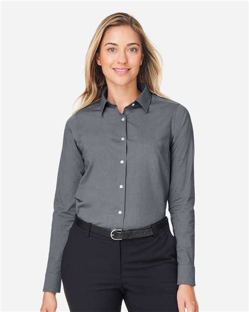 Devon & Jones DG505W, Women's Crownlux Performance Spencer Poplin Dress Shirt, Graphite Melange