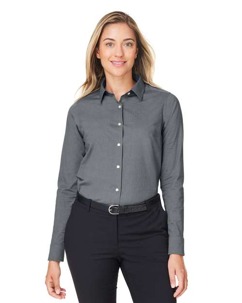 Women's CrownLux Performance® Spencer Poplin Dress Shirt - - 13275 Graphite Melange 4-4.9 oz 670B2 AB Exclusive Brands CA New ab Cotton Devon & Jones DG505W Dress Shirts Long Sleeves Moisture-Management New AB Polyester S&S Exclusive Brands Spandex Tops Womens Wovens Wovens & Dress Shirts