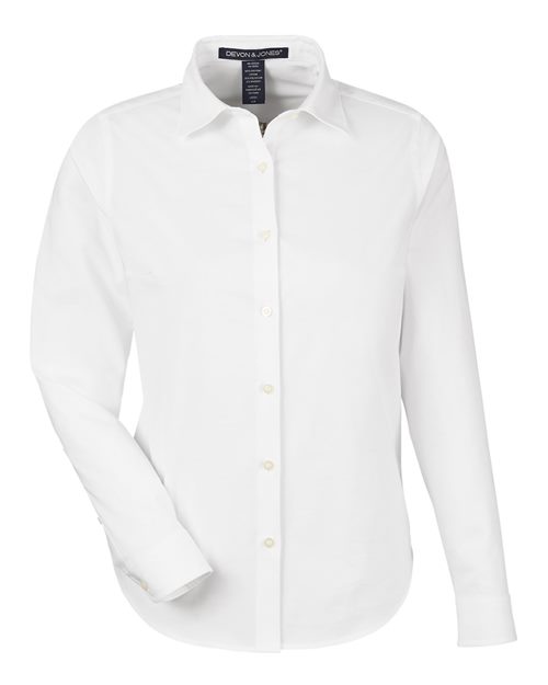 Devon & Jones DG505W, Women's Crownlux Performance Spencer Poplin Dress Shirt, White