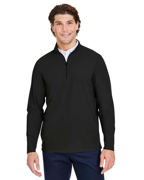 Men's CrownLux Performance® Windsor Welded Quarter-Zip Pullover - - 13276 Black 5-5.9 oz 650B2 AB Exclusive Brands CA New ab Devon & Jones DG410 Long Sleeves Mens & Unisex Moisture-Management New AB Nylon Performance Polos & Knits Pullovers Quarter-Zips S&S Exclusive Brands Spandex Sun/UV Protection Tops Zips