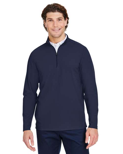 Men's CrownLux Performance® Windsor Welded Quarter-Zip Pullover - - 13276 Navy 5-5.9 oz 650B2 AB Exclusive Brands CA New ab Devon & Jones DG410 Long Sleeves Mens & Unisex Moisture-Management New AB Nylon Performance Polos & Knits Pullovers Quarter-Zips S&S Exclusive Brands Spandex Sun/UV Protection Tops Zips