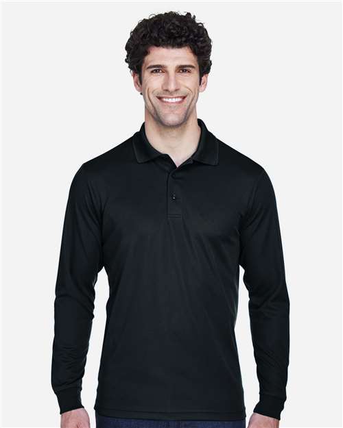 CORE365 88192T, Men's Tall Pinnacle Performance Long Sleeve Piqué Polo, Black