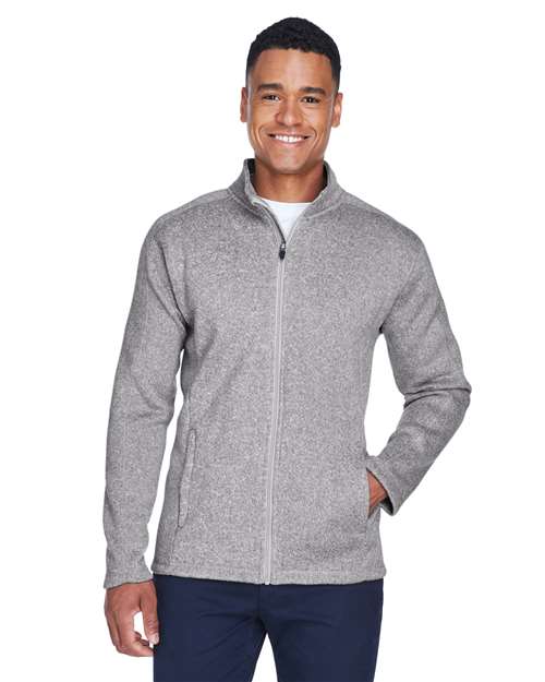 Men's Bristol Full-Zip Sweater Fleece Jacket - - 13279 Grey Heather 708B2 9-9.9 oz AB Exclusive Brands CA New ab Devon & Jones DG793 Fleece Full-Zips Jackets Long Sleeves Mens & Unisex New AB Outerwear Pockets Polyester - 100% S&S Exclusive Brands Zips