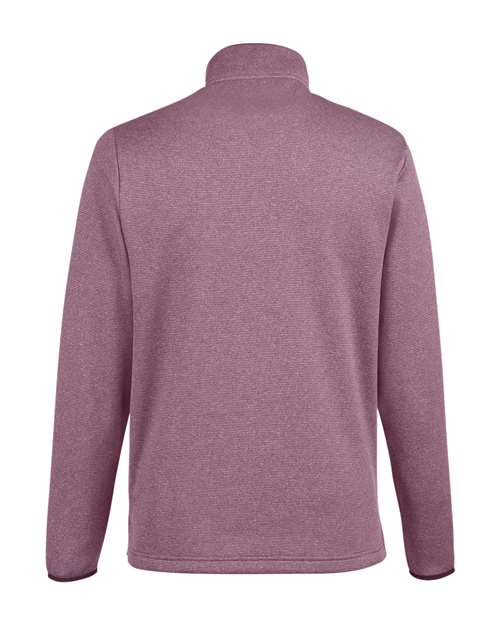 CORE365 CE73, Men's Venture Heathered Stripe Quarter-zip Pullover, Burgundy/ White