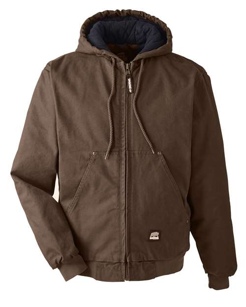 Berne Apparel HJ375, Men's Heartland Washed Cotton Duck Hooded Jacket, Bark
