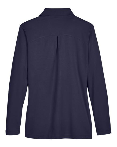 Devon & Jones DG20LW, Women's Crownlux Performance Plaited Long Sleeve Polo, Navy