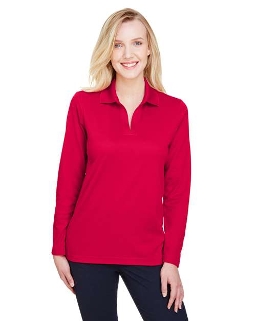 Women's CrownLux Performance® Plaited Long Sleeve Polo - - 13286 Red 5-5.9 oz 637B2 AB Exclusive Brands CA New ab Cotton Devon & Jones DG20LW Long Sleeves Moisture-Management New AB Performance Pique Polos Polos & Knits Polyester S&S Exclusive Brands Side Seams Sport Shirts Sun/UV Protection Tops UG Playbook Uniforming & Gifting Playbook - Corporate Uniformi Uniforming & Gifting Playbook Corporate Womens