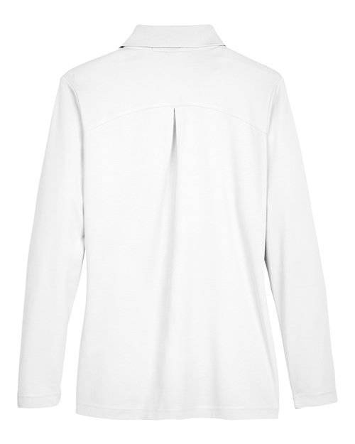 Devon & Jones DG20LW, Women's Crownlux Performance Plaited Long Sleeve Polo, White