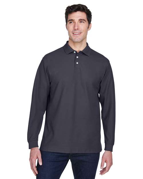 Men's Pima Piqué Long Sleeve Polo - - 13291 Navy 2025 Polo Guide 2025 Polo Guide Uniforms 2025 Polo Guide Uniforms - Restaurant & Hospitalit 593B2 6-6.9 oz AB Exclusive Brands CA New ab Cotton - 100% D110 Devon & Jones Long Sleeves Mens & Unisex New AB Pique Polos Polos & Knits S&S Exclusive Brands Side Seams Sport Shirts Tops