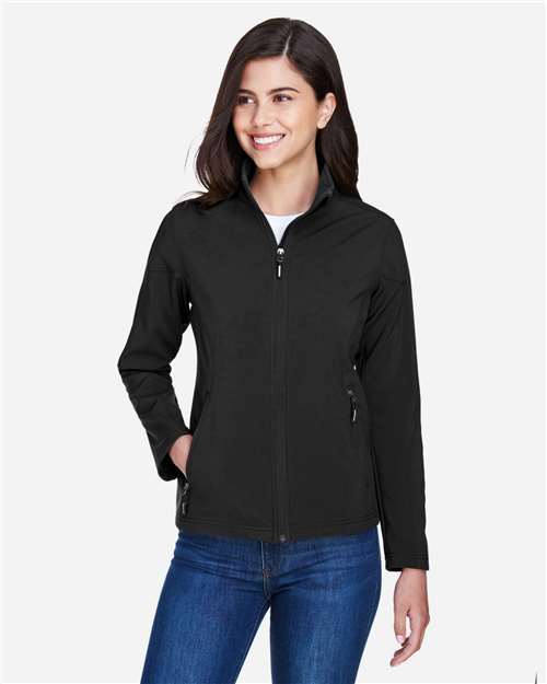Women's Cruise Two-Layer Fleece Bonded Soft Shell Jacket - - 13294 Black 210A7 7-7.9 oz 78184 AB Exclusive Brands CA New ab CORE365 Fleece Full-Zips Jackets Long Sleeves Media Pocket New AB Outerwear Performance Pockets Polyester S&S Exclusive Brands Soft Shells Spandex Water Resistant Womens Zips