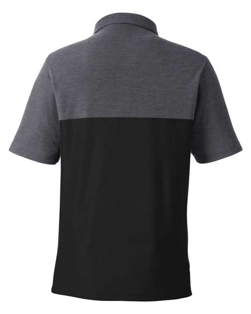 CORE365 CE112C, Men's Fusion Chromasoft Colorblock Polo, Black/ Carbon Heather