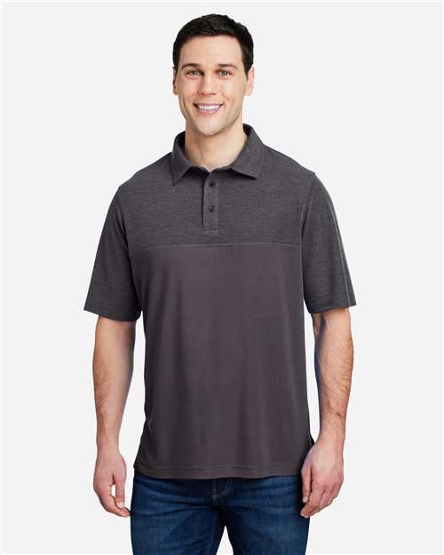 CORE365 CE112C, Men's Fusion Chromasoft Colorblock Polo, Carbon/ Carbon Heather