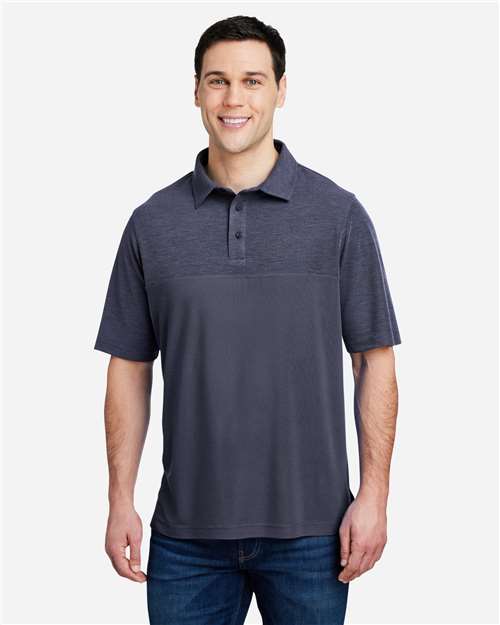 CORE365 CE112C, Men's Fusion Chromasoft Colorblock Polo, Classic Navy/ Classic Navy Heather