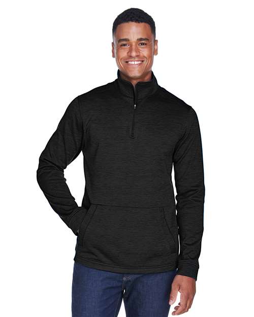 Men's Newbury Mélange Fleece Quarter-Zip Pullover - - 13300 Black Heather 6-6.9 oz 714B2 AB Exclusive Brands CA New ab Devon & Jones DG798 Fleece Long Sleeves Mens & Unisex New AB Pockets Polos & Knits Polyester - 100% Pullovers Quarter-Zips S&S Deep Deals S&S Exclusive Brands Tops Zips