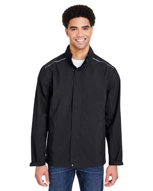 Men's Barrier Rain Jacket - - 13305 Black 3-3.9 oz 308A7 AB Exclusive Brands CA New ab CE712 CORE365 Full-Zips Hooded Jackets Long Sleeves Mens & Unisex New AB Outerwear Packables Pockets Polyester - 100% Rain Coats S&S Exclusive Brands Spiritwear Tear Away Waterproof Zips