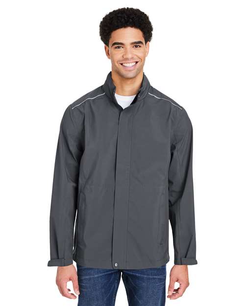 Men's Barrier Rain Jacket - - 13305 Carbon 3-3.9 oz 308A7 AB Exclusive Brands CA New ab CE712 CORE365 Full-Zips Hooded Jackets Long Sleeves Mens & Unisex New AB Outerwear Packables Pockets Polyester - 100% Rain Coats S&S Exclusive Brands Spiritwear Tear Away Waterproof Zips