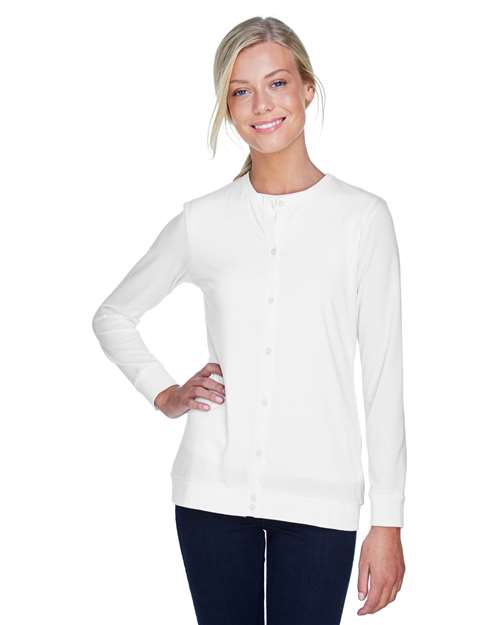 Women's Perfect Fit™ Ribbon Cardigan - - 13307 White 5-5.9 oz 720B2 AB Exclusive Brands CA New ab Cotton Crewneck Devon & Jones DP181W Knit Long Sleeves New AB Outerwear Polos & Knits S&S Deep Deals S&S Exclusive Brands Spandex Sweaters Tops Womens