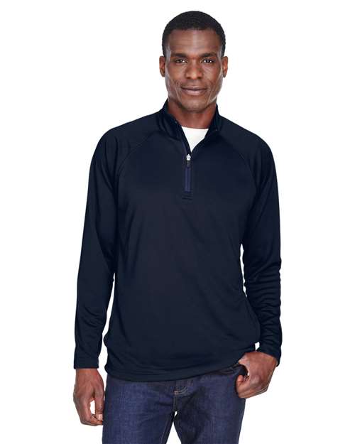 Men's Stretch Tech-Shell® Compass Quarter-Zip Pullover - - 13310 Navy L 656B2 7-7.9 oz AB Exclusive Brands CA New ab Devon & Jones DG440 Long Sleeves Mens & Unisex Moisture-Management New AB Performance Pockets Polos & Knits Polyester - 100% Pullovers Quarter-Zips S&S Deep Deals S&S Exclusive Brands Tops Zips