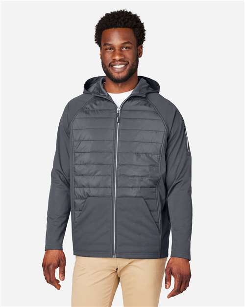 CORE365 CE808, Unisex Techno Lite Hybrid Hooded Jacket, Carbon